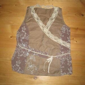 100% silk true vintage whimsygoth lace trim wrap cami unique